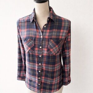 Aéropostale Women’s Plaid Flannel Button-Down Shirt Gorpcore Cabincore